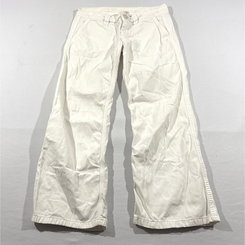 James Perse White Baggy Chino Wide Leg Flared Pants Y2K Cotton Trouser Sz 28